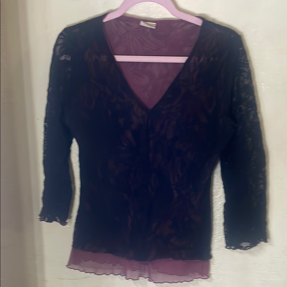 Black Lace V-Neck Top